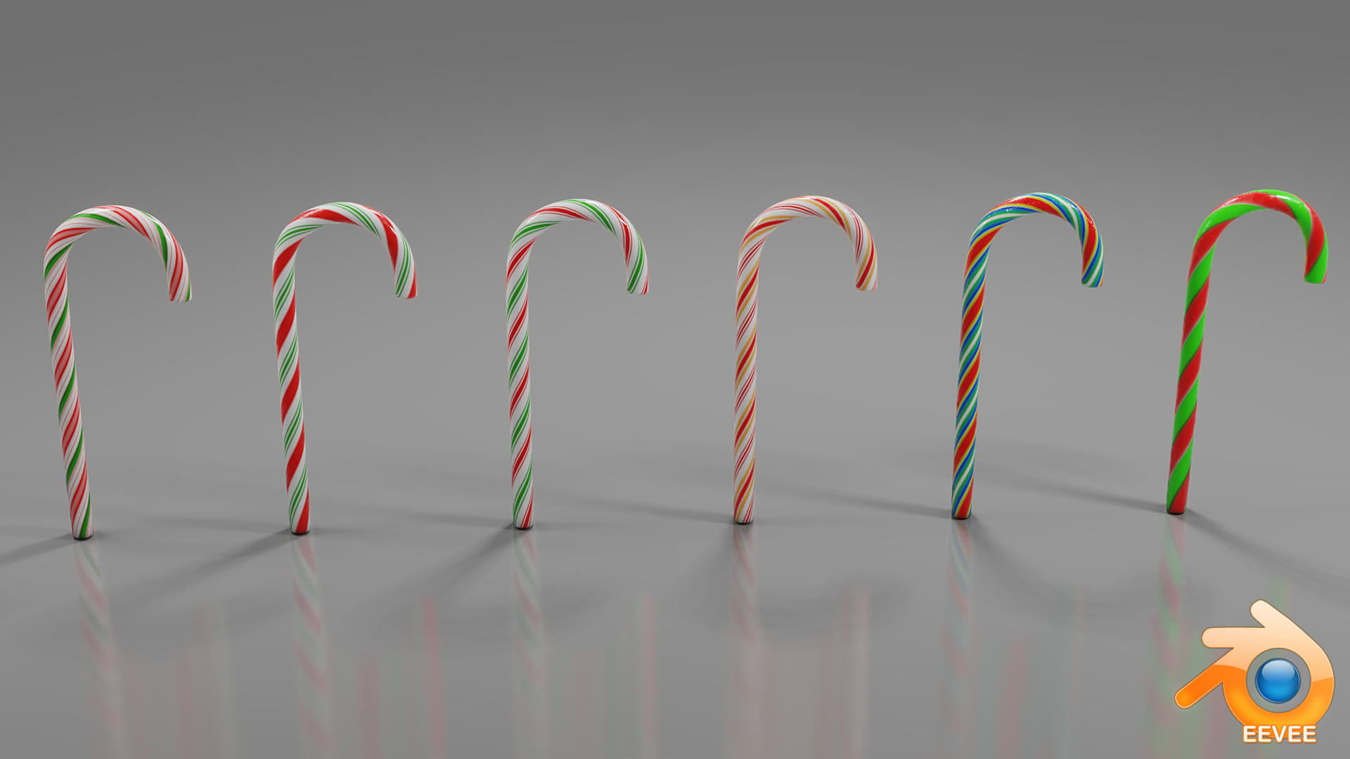 Low Poly Candy Canes With Procedural Materials preview image 2